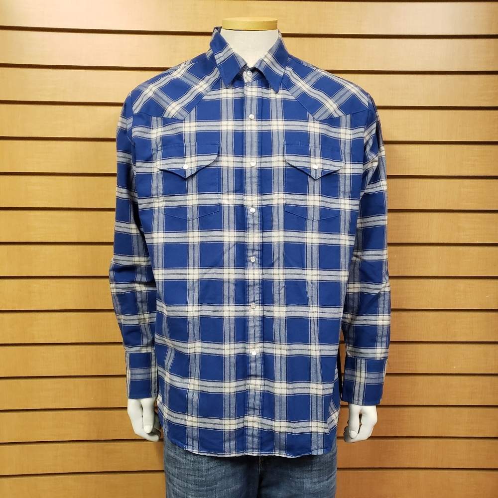 Ely Cattleman Plaid Pearl Snap Shirt Size Large Long Sleeve Pockets